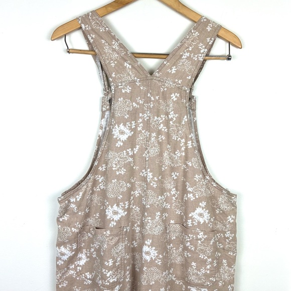 Vintage 90’s Neutral Floral Linen Blend Relaxed Jumpsuit Overalls - Picture 12 of 16